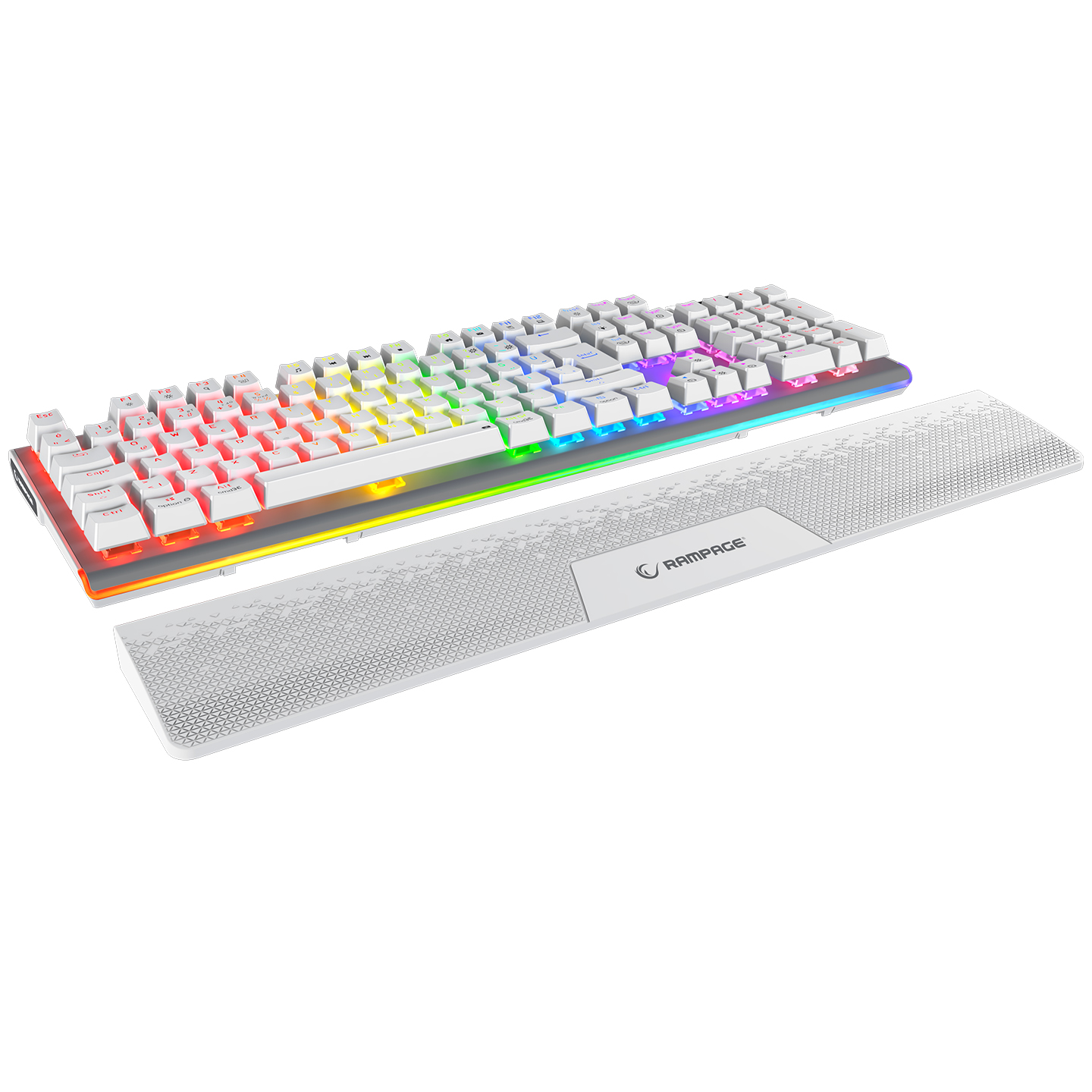  Rampage Carbon Beyaz RGB Q Gaming Oyuncu Klavye Bilek Destekli Red Switch